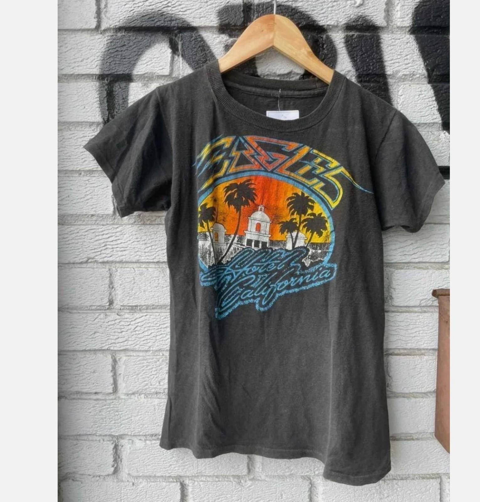 Vintage 80s Hotel California Graphic T-shirt Rock Style Full Size S-3xl HOT TRE XL
