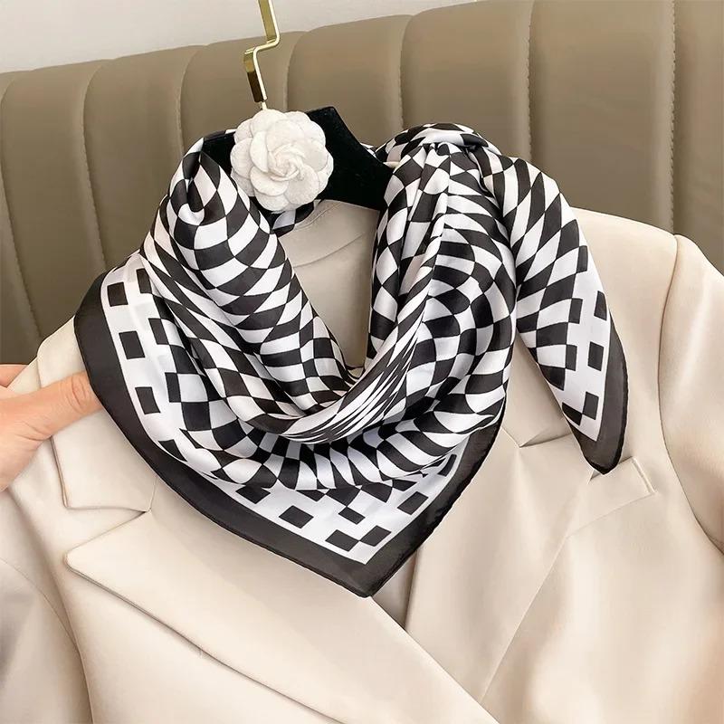 Horse Print Female Silk Neck Scarf Square Hair Scarves Foulard Head Band Shawls Wraps Neckerchief Bandana Women