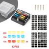 12V 6-Way Blade Fuse Block with  LED Indicator Waterproof Protection Cover and Label Sticker for Automotive Car Truck Trailer