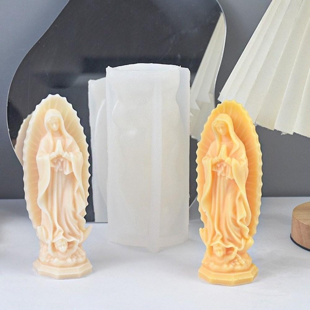 Prayer Mary Candle Molds Soft Silicone Plaster Making Tool New Portrait Mould  DIY Crafting