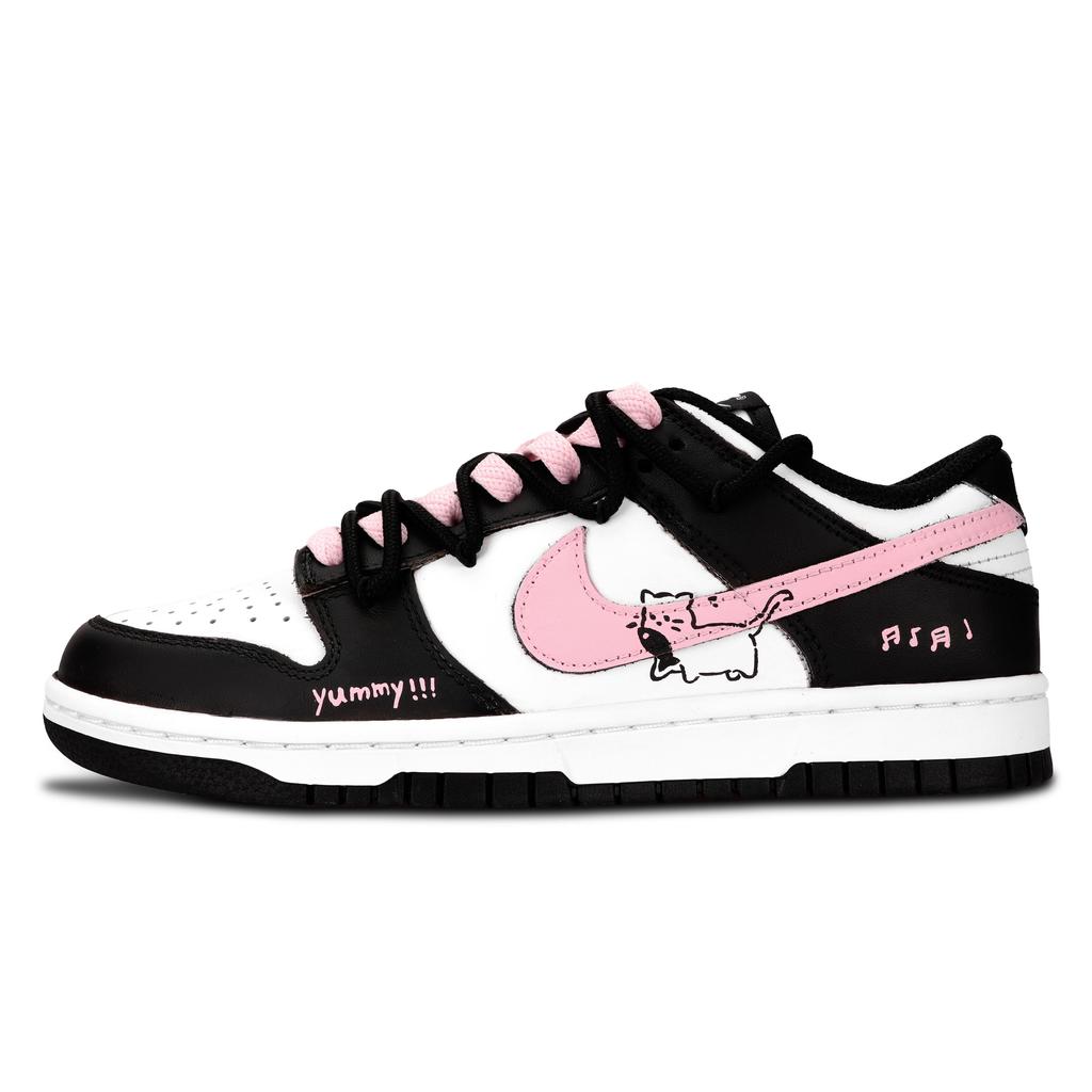 Nike Dunk Black White, Pink Cat Dream Abrasion Resistant Abrasion Resistant Low Top Skateboard Shoes Unisex Black Pink DD1391-100(Team883-)