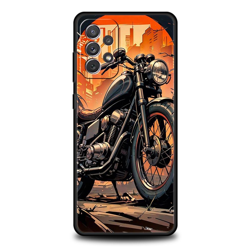 Colors Vintage Motorcycle Painted Phone Case for Samsung Galaxy A55 A35 A15 A14 A13 A25 A54 A51 A71 A72 A73 A32 A52 A41 Soft TPU