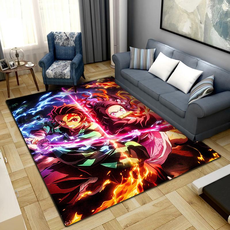 Tanjiro Kamado Nezuko Kamado Washable Non-Slip Rug Carpet Larget Floor Mat Bedroom Home Decor LXRa3 60x90cm