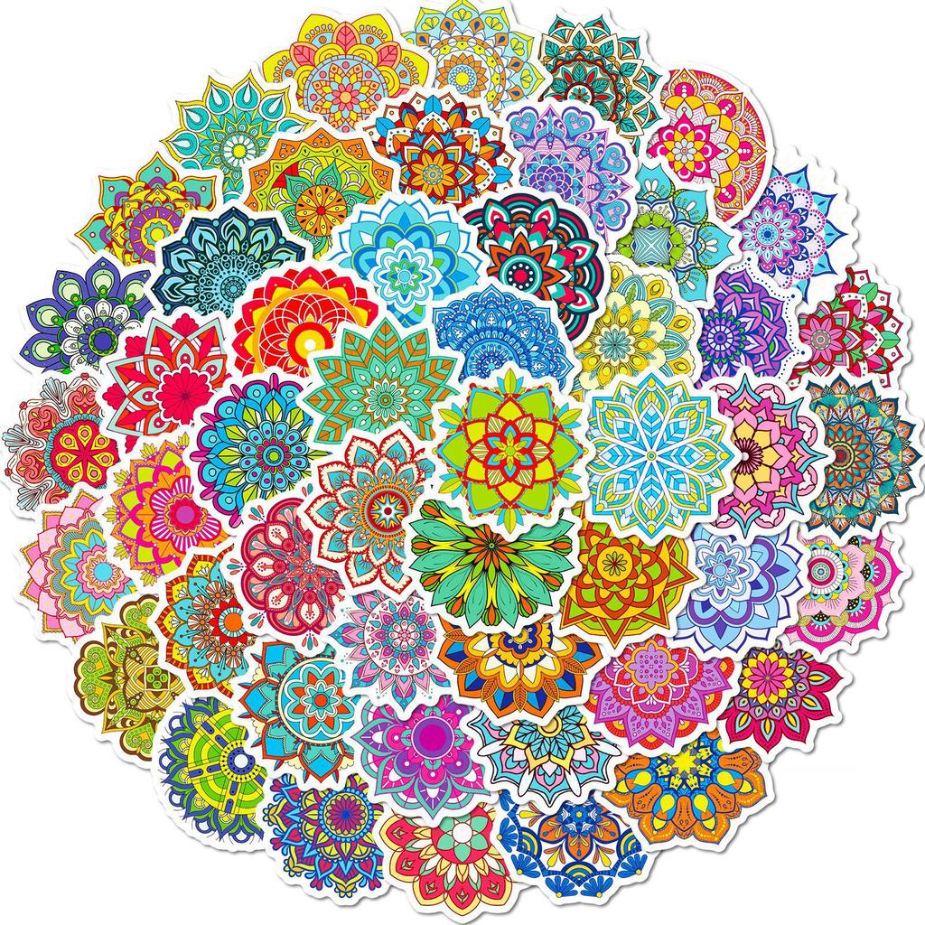 50 Cartoon Mandala Stickers Hindu Auspicious Religious Symbols Art Wind Mandala Stickers