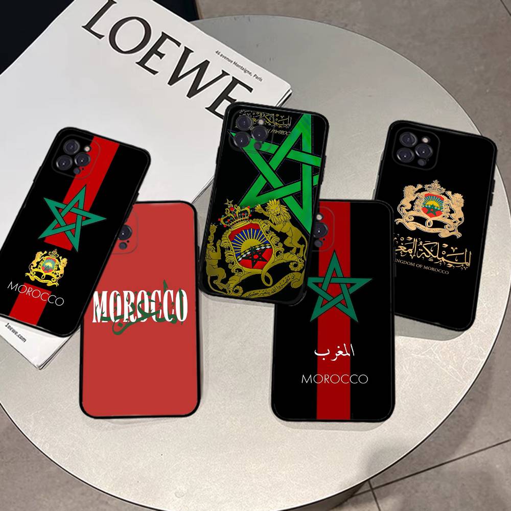 Morocco Map Flag Phone Case For IPhone 16 Pro Max 15 17 Plus 14 13 12 Mini 11 Black Cover