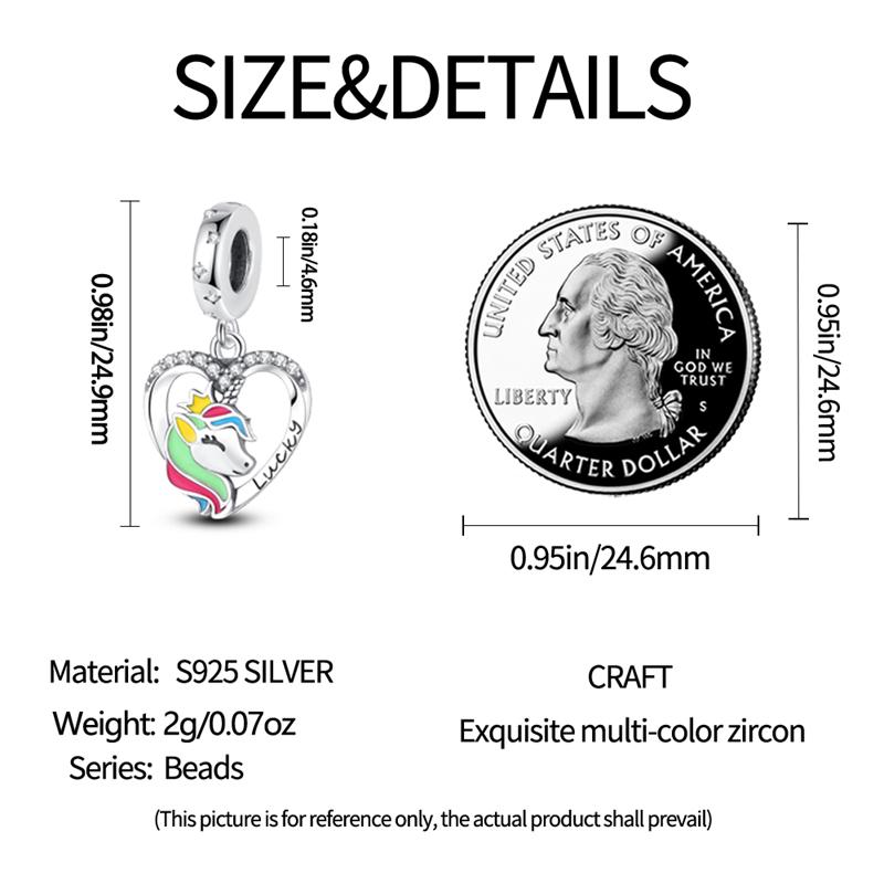 Charm Bead Charms Authentic Copper Plated Seven Colors Heart Unicorn Bead Charms Compatible With Bracelets Diy Fine Gift Women Delicate Jewellery