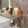 Bathroom Storage Rack with Hollow And Multi-Hook Design Basket Large Capacity Adhesive Installation Organizer for Home