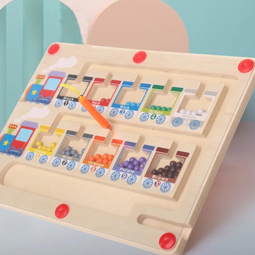 Children Montessori Toy Magnetic Pen Moving Ball Game Color Sorting Counting Board Fine Motor Training Sensory Educational Toys