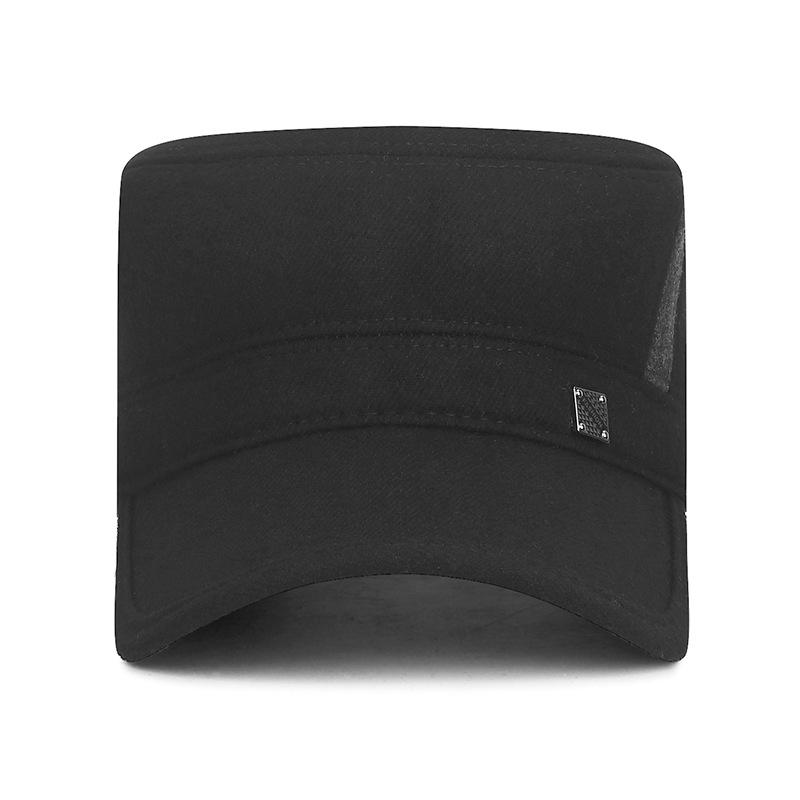 Men's Flat Top Hat Autumn Winter Velvet Thick Warm Ear Protection Cotton Hat Outdoor Cold-Proof Middle-Aged and Elderly Hat
