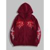 College Gothic Dark Wings Original Printed Zipper Hoodie, a Fashionable Street Trend Zipper Hoodie Suitable for Casual Occasions