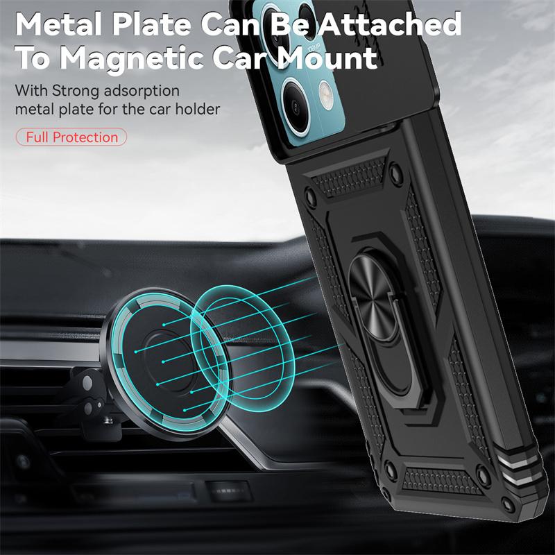 Armor Funda For Xiaomi Poco X6 5G Slide Camera Lens Protect Phone Case For Pocox6 Pocco Poxo Poko Little X6 X 6 6X 5G Back Cover
