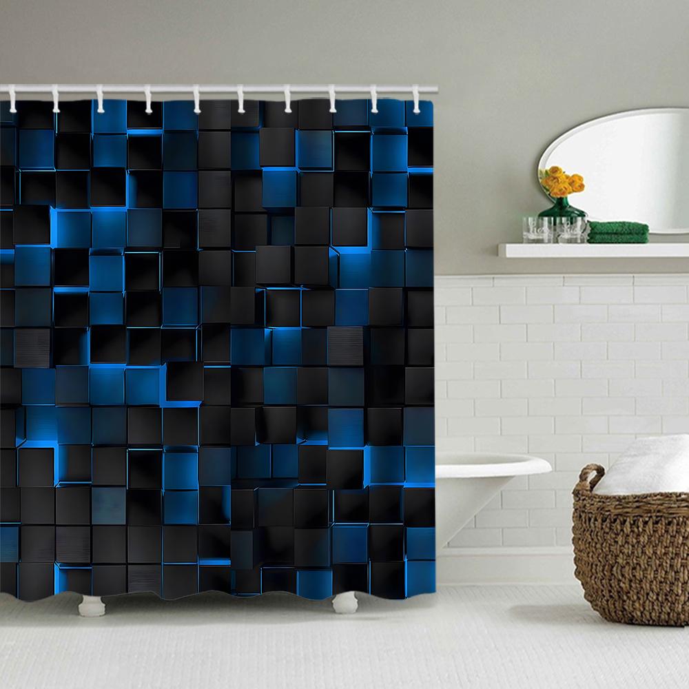 1/4 Brick Wall Shower Curtains, Toilet Seat Decoration, Shower Curtain With Carpet And Toilet Lid, 12 70.8X70.8 Inch Hooks