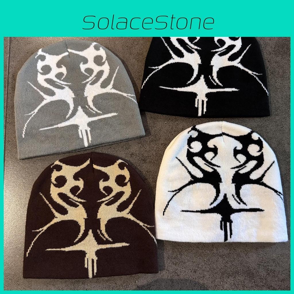 Color Blocked Fashion Flame Pattern Neutral Casual Knitted Hat For Autumn