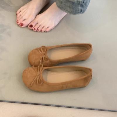 Scarpe singole da ballo abbinamento quotidiano verde fata delicato punta rotonda bocca leggera piatte scarpe da nonna