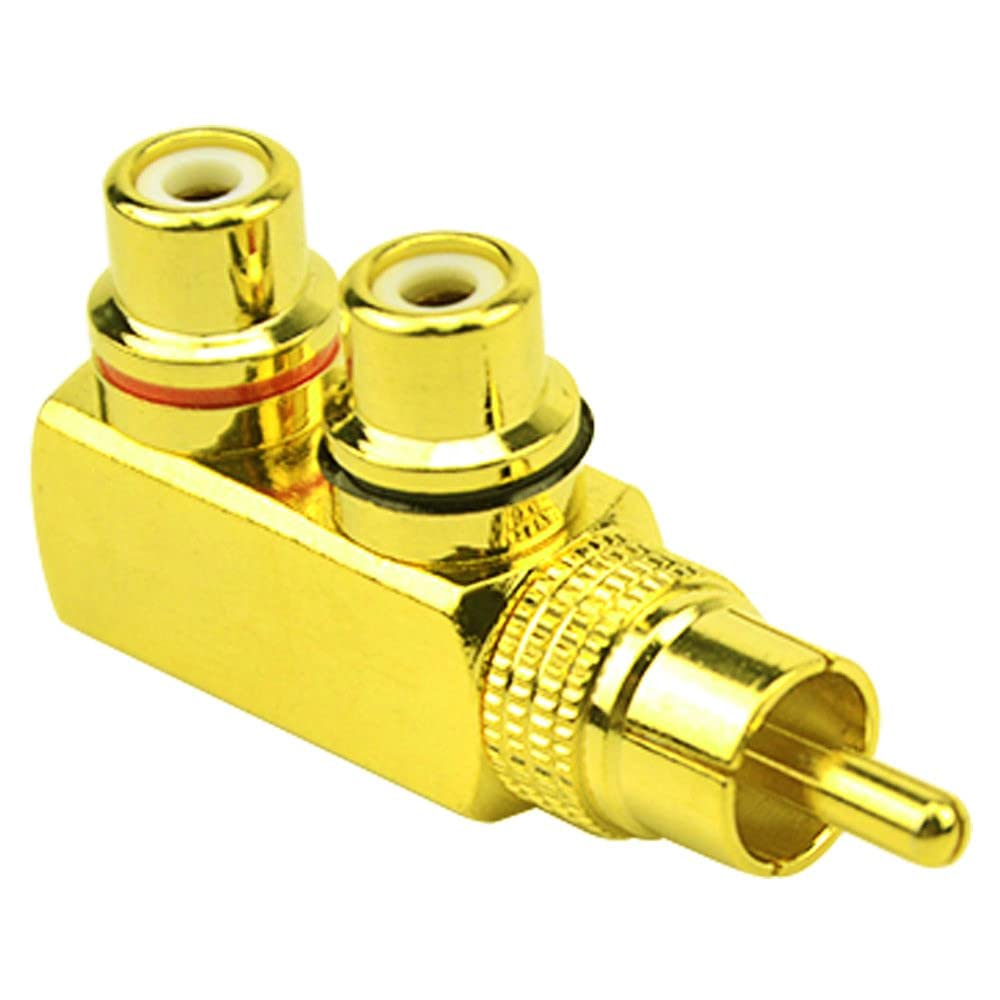 WMYCONGCONG RCA Splitter Splitter Male to Female Gold Splitter Plug Connector 2-Pack Adapter, 2-Way Adapter, Right-Angle Adapter, Plated, F-Type