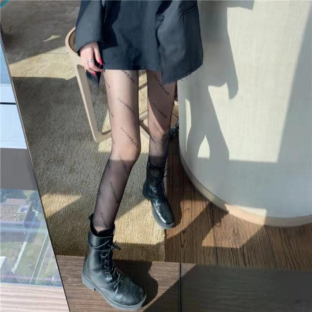 Black Stockings with Letter Print, Scratch Resistant and Sexy Stockings