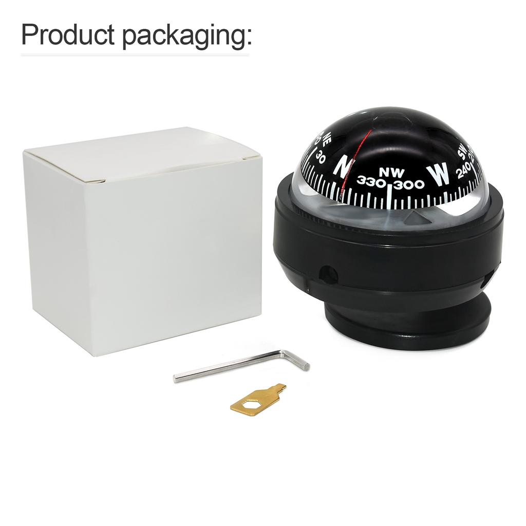 Mini Navigation Compass Camping Gear Small Compass Guide Ball For Marine Boat Vehicle Car Compass Black Car Decoration Car Parts