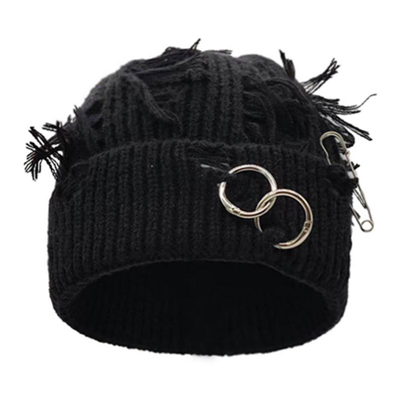 

Унисекс Шапка-бини крупной вязки с эффектом потертости - Модная осенне-зимняя шапка Elastic