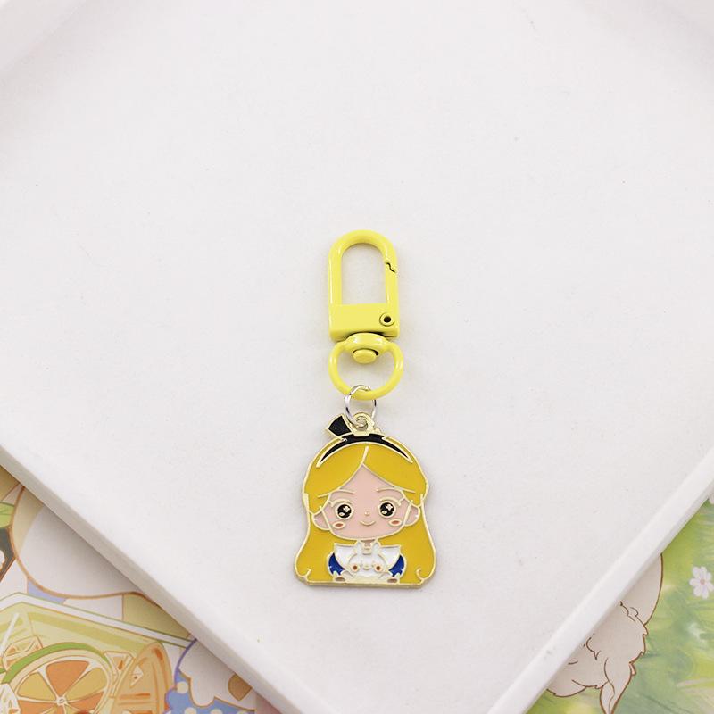 

Cute Snow White Shiny Metal Keychain Anime Princess Alloy Pendant Kawaii Charm Keyring Decorative Ornament For Men Women Gift