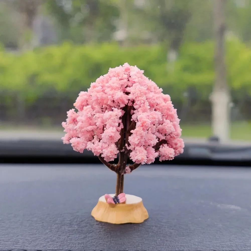New Mini Tree Car Ornaments Center Console Decoration Car Mounted Plant Accessories Simulated Flower Decoration Cute Ornaments