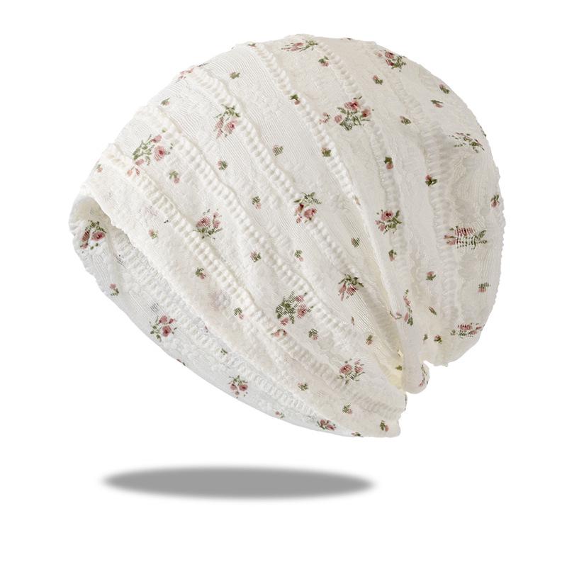 Printed Lace Postpartum Beanie: Breathable, Versatile, Sun-Protective, Slouchy, Large-Size Hat