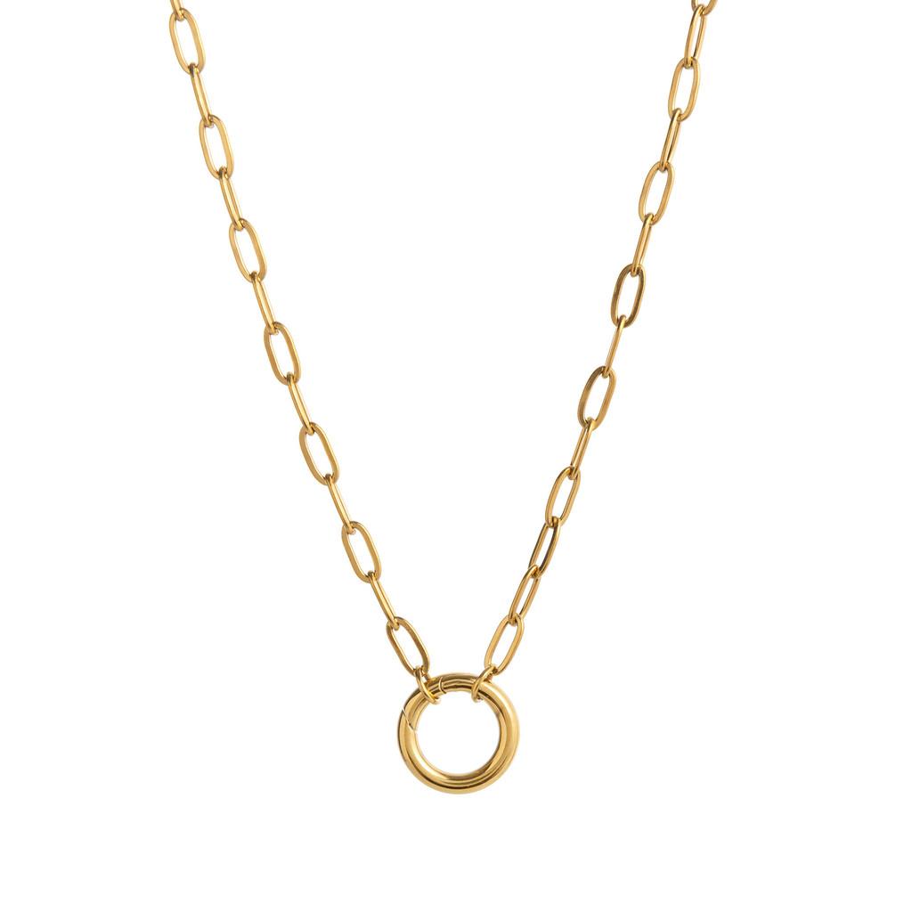 Stainless Steel Snake Chain Necklace With Gemstone Pendant For Women Fashion And Daily Wear