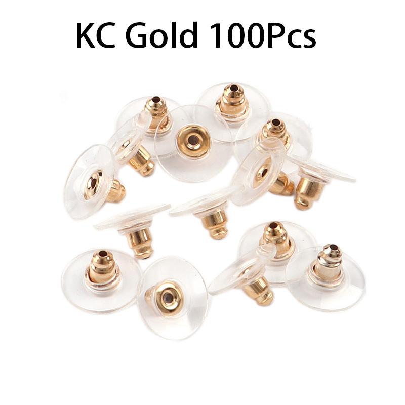 

100 шт., резиновая задняя часть сережек, стопор, серьги-гвоздики, принадлежности для ювелирных изделий, DIY ювелирных изделий, аксессуары для изготовления аксессуаров KC Gold 100Pcs