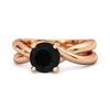 Black Spinel Crisscross Band Ring - 925 Sterling Silver Rose Gold Vermeil