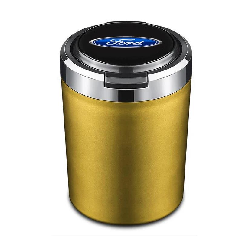 Hot Car Ashtray with Lid Smell Proof Stainless Steel Blue Led Portable Ashtray Cup For Ford Mk2 Mk3 Mk4 Mk5 Mk7 Fiesta FOCUS 2 3