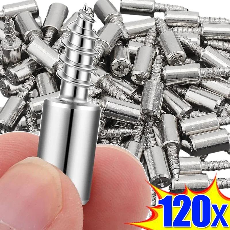 60pcs Self-Tapping Screws Cabinet Laminate Shelf Support Pegs with Non-Slip Sleeve Shelves Kitchen Glass Furniture Closet Shelf Pins