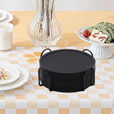 12Pcs Drink Coasters Placemat Gift Non Stick with Holder Silicone Set Cup Mat for