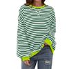 Simple Home Leisure New, Striped Pattern Round Neck Trend Long Sleeve, Pullover Color T-shirt