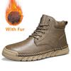 Fashion Casual Leather Men High Top Boots Man Comfy Warm Shoes Fur Winter Snow Casual Shoes Outdoor Platform Ankle Boots Luxury Sneakers