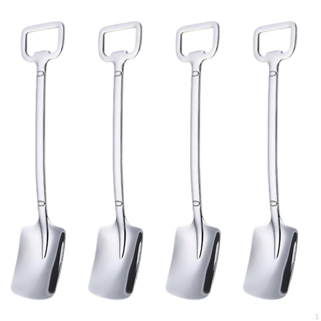 4 Pieces Scoops Shaped Spoons Coffee Tea Spoon Reusable Sturdy Kitchen Utensils Serving