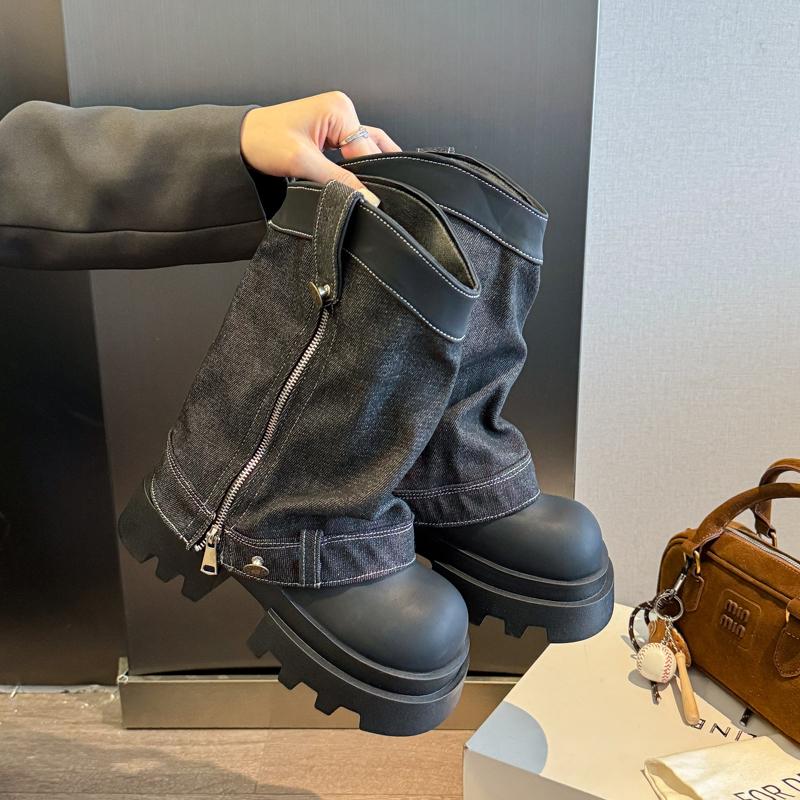 Autumn Winter Chunky Style Women Pipe Ankle Boots Fashion Belt Buckl Non Slip Shoes Thick Sole Short Botas Para Mujer