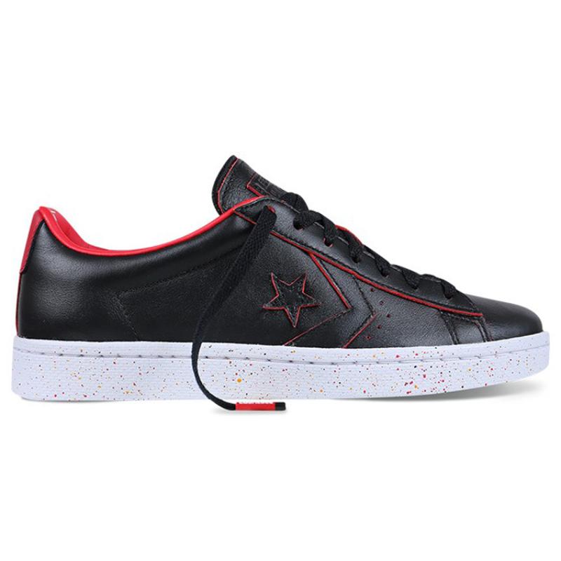 Converse Pro Leather 76 Casual Versatile Low-top Canvas Shoes Unisex Black and Red