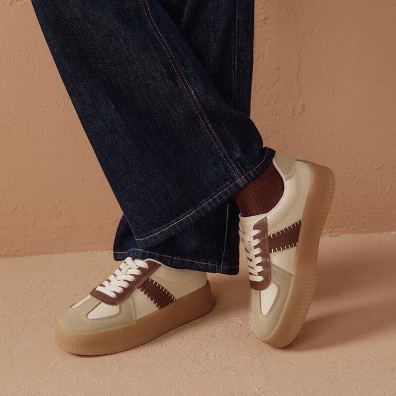 Bata Women s Leather Thick-Sole German Trainer Sneakers 37