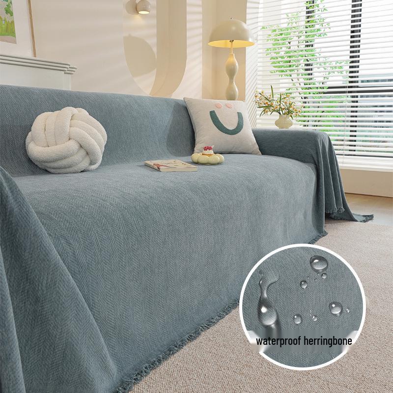 Modern Minimalist Chenille Herringbone Sofa Cover, Four Seasons Non-Slip Blanket