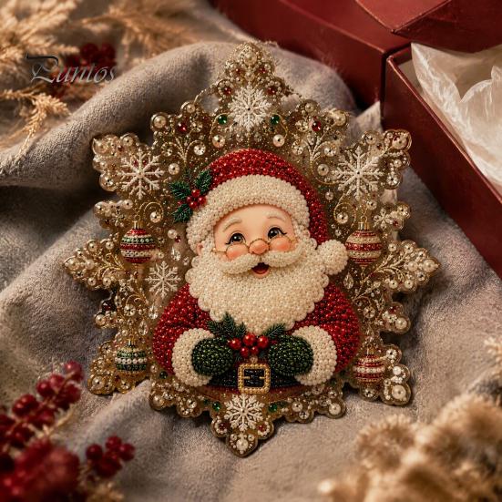 Festive Home Decor Accents Christmas Faux Pearl Art Hanging Ornament Kit, DIY Beads Painting Craft Kits for Adults Suncatcher, Snowflake Shape Acrylic