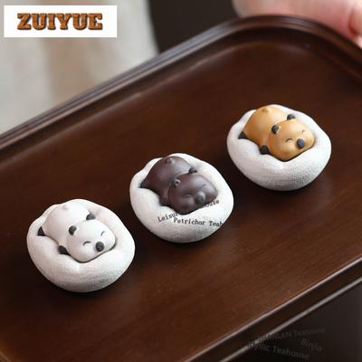 Yixing Purple Clay Cloud Little Bear Tea Pet Handmade Tea Sculpture Tea Figurine Play Toys Tea Statue Ornaments Workmanship