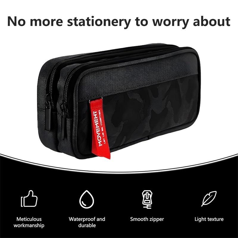 Duża pojemność piórnika dla chłopców i dziewcząt, dwuwarstwowe pudełko z kieszeniami zapinanymi na zamek błyskawiczny