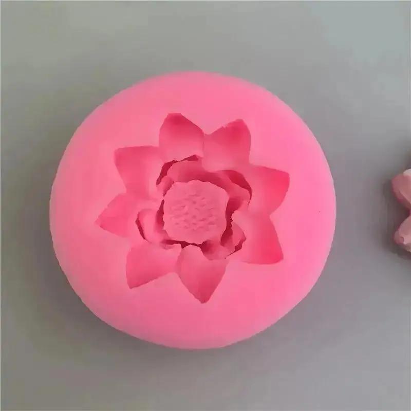Molde de silicona con forma de loto para tartas, hecho a mano, creativo, para jabón, yeso, decoración de flores, accesorios y herramientas