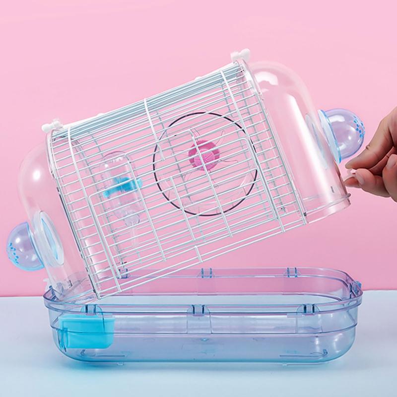 Hamster Cage Travel Carrier Portable Breathable Cage with Food Bowl Water Bottle Exercise Wheel for Gerbil Small Rat Small Pets