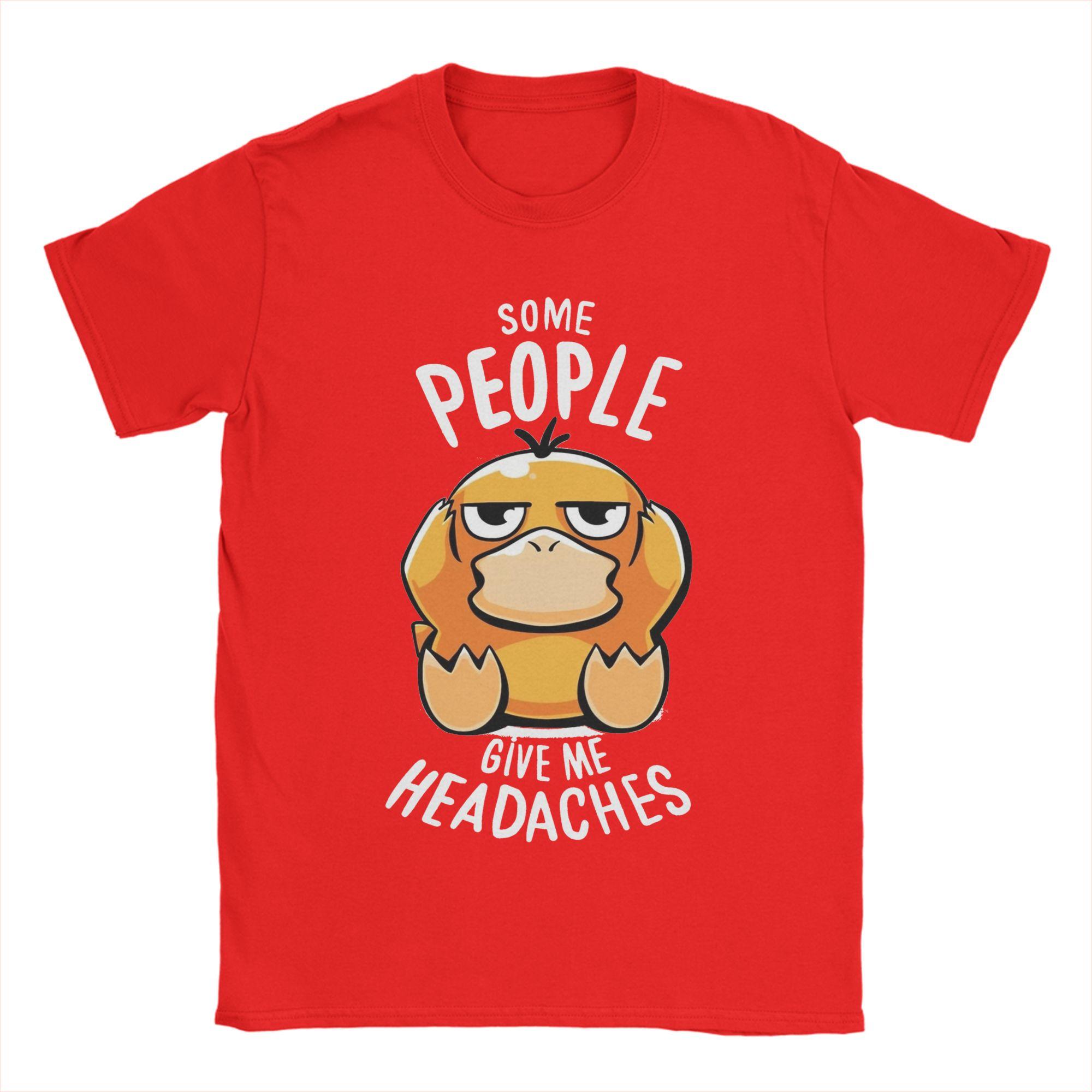PPokemon Psyduck Some People Give Me Headaches Hate People TShirt Unisex Cotton Tees Crewneck Short Sleeve T Shirts Printed Tops S