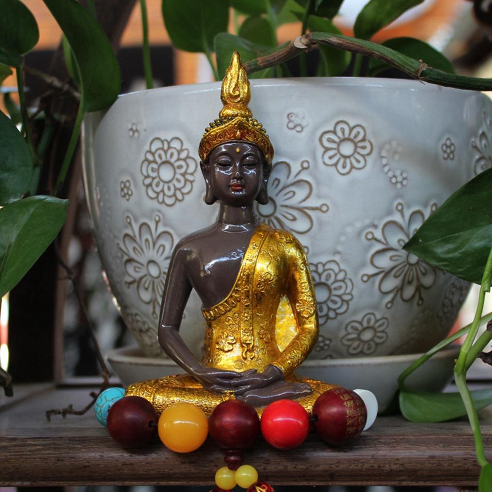 T02C!Buddha Statue Large Thailand Buda Buddha Sculpture Resin Hand Made Buddhism Hindu Fengshui Figurine Meditation золотой