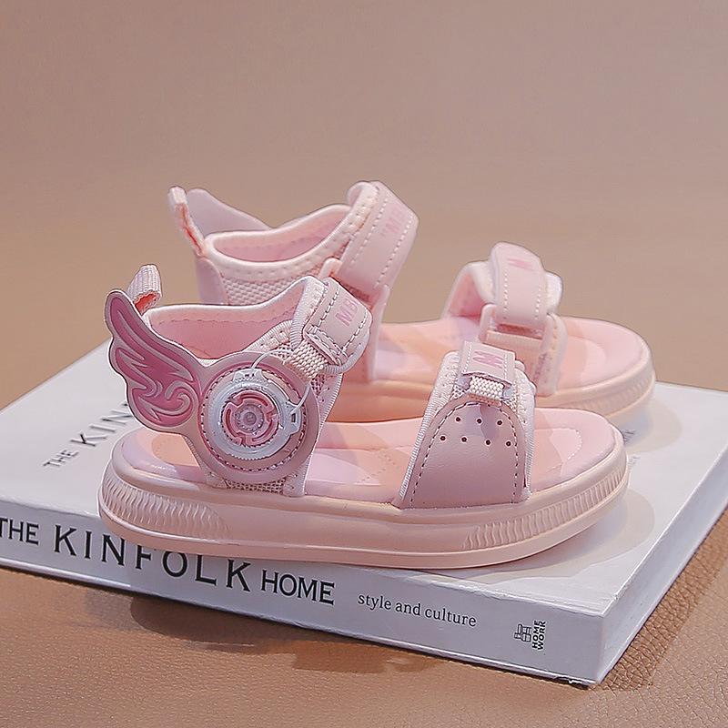 Girls Sandals Summer New Children's Beach Shoes Girls Soft-soled Non-slip Classmates Middle and Older Children Princess Shoes