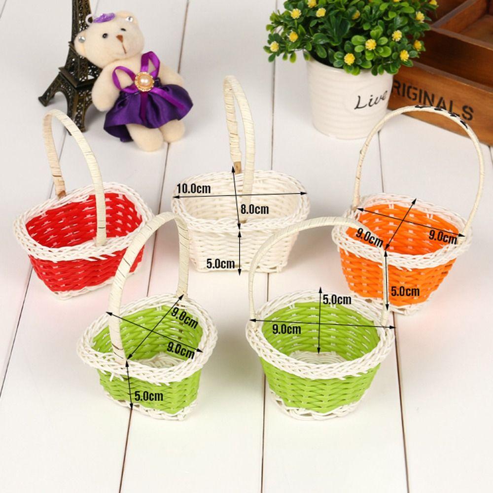 Rattan Gewebter Blumenaufbewahrungskorb Rund/Herzform Weidenblumenkorb Für Pflanze Zuhause Hochzeit