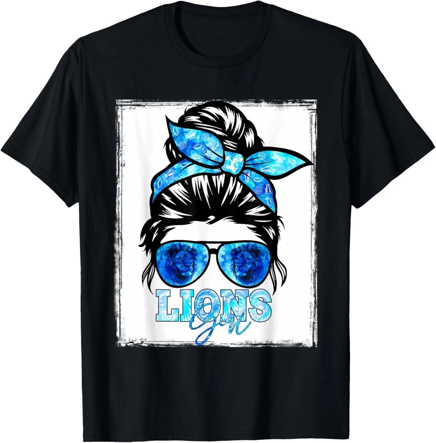 

Retro Lion Girl Messy Bun Sports Team Matching Outfit Gift Unisex T-Shirt L
