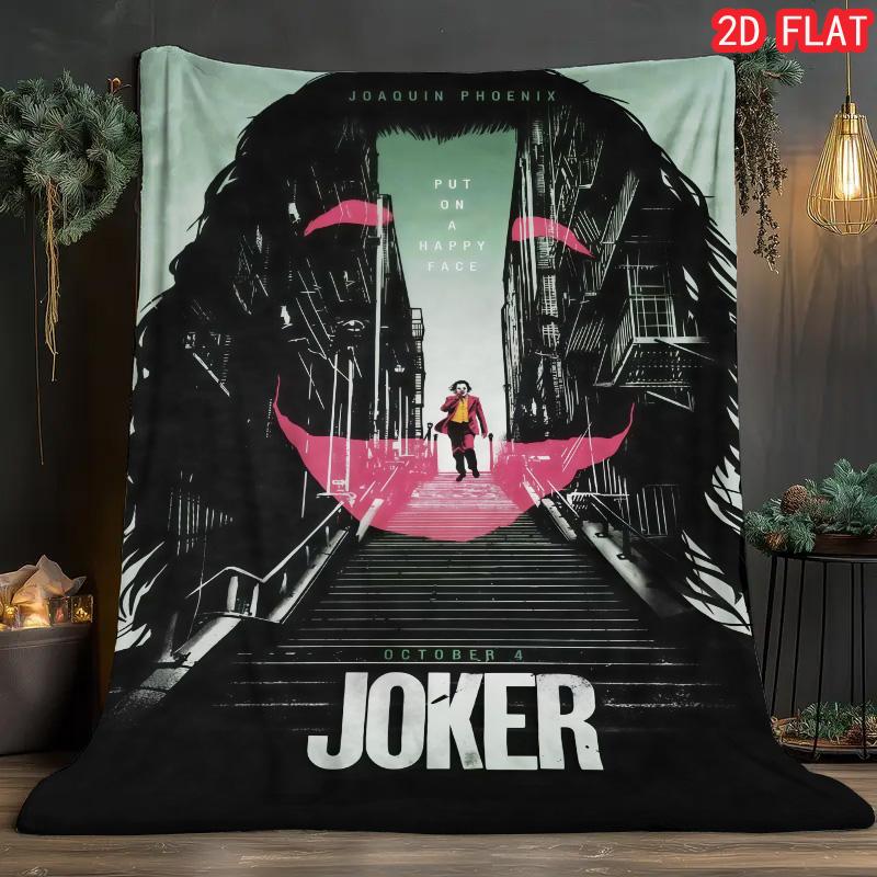 Joker Movie Character Flannel Blanket Soft Warm Cozy Throw for Bedroom Sofa Living Room Lightweight Home Decor for Teens Adults