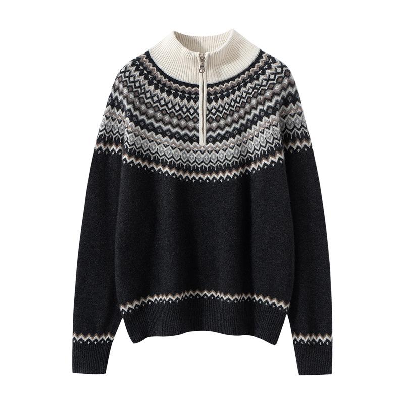 Cashmere Retro Half-Zip Knit Sweater - Autumn/Winter Collection